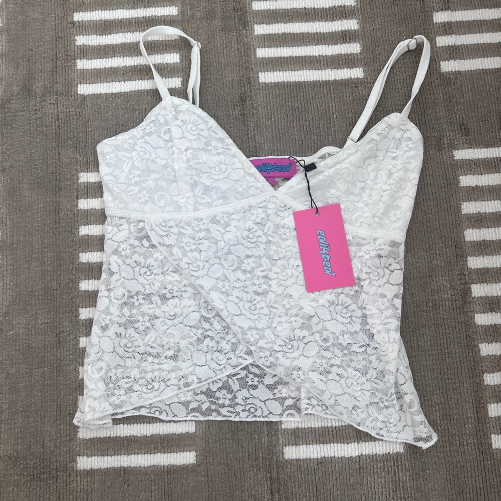 Edikted White Lace Tank Top